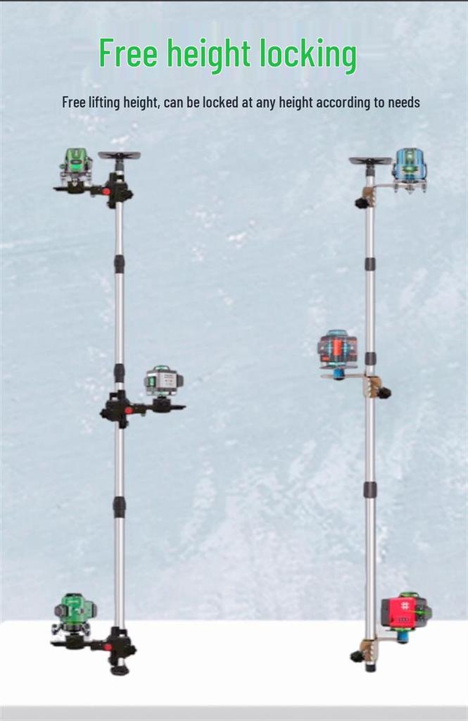 Telescopic Stainless Steel Spirit Level with Infrared Bracket & Fine-Tuning Gimbal for Ceiling Support