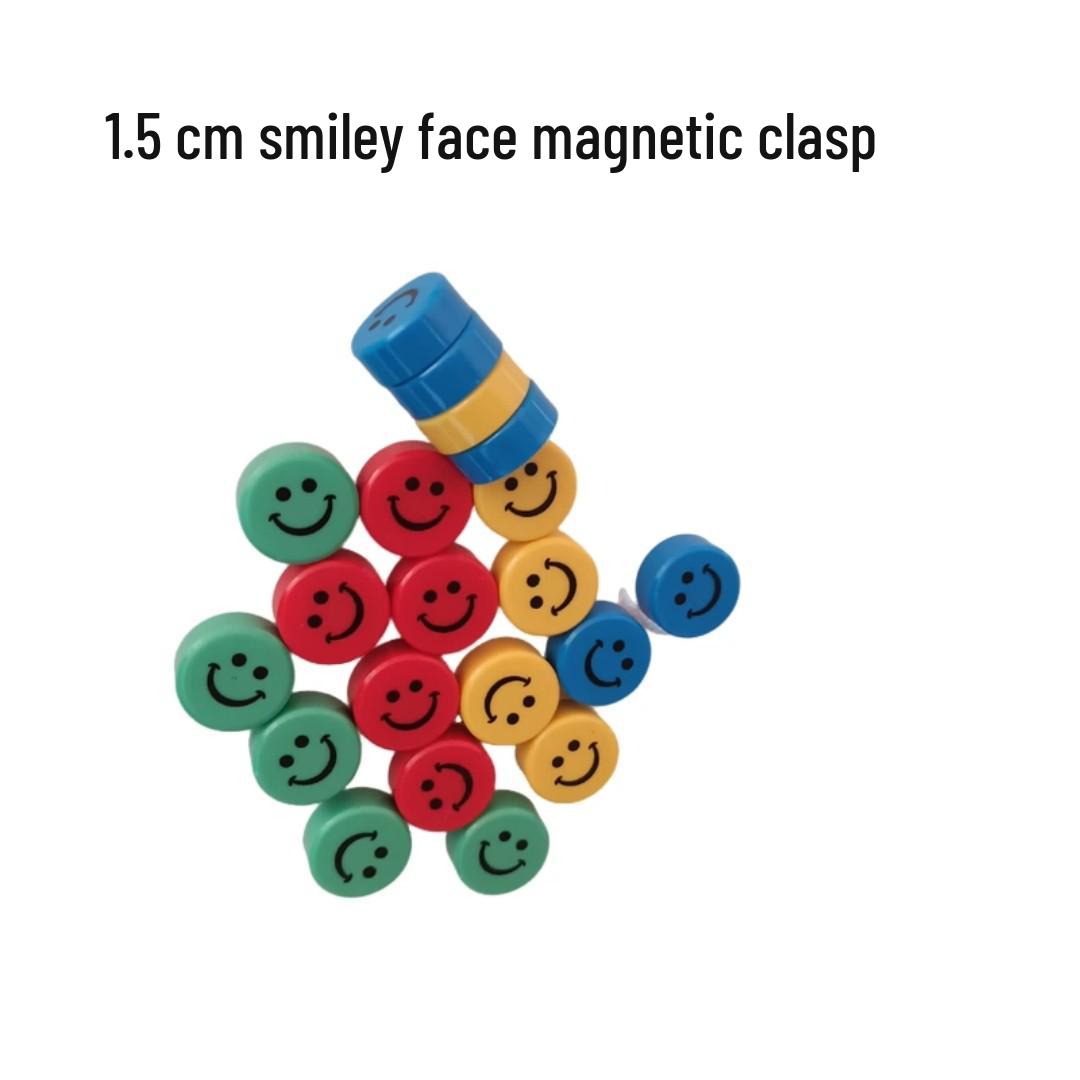Smiley Face Magnetic Buckle Stickers: Cute 1.5 cm Cartoon Expression Magnets for Whiteboards Yellow: 12 pieces
