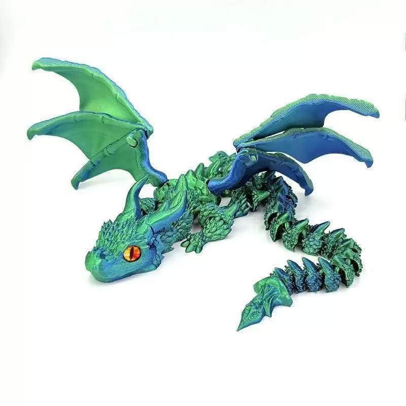 3D Printed Double-Horned Flying Dragon Toy with Flexible Wings and Laser Gradient