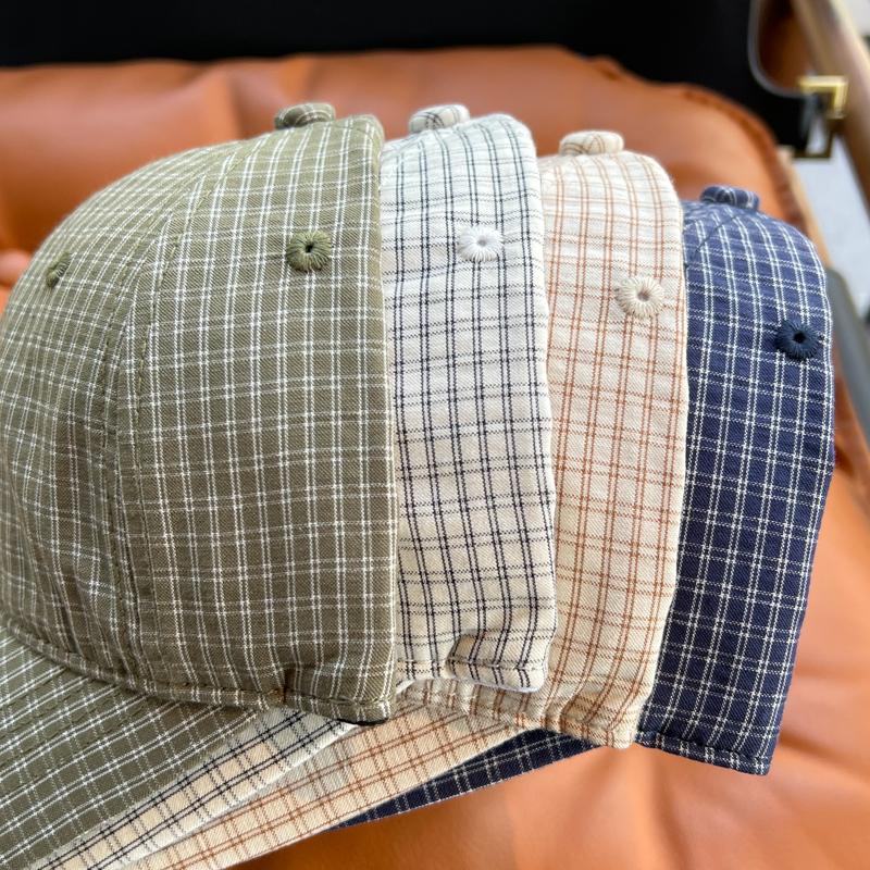 Spring and Summer Letter Embroidery Soft Top Baseball Cap Female Fresh Versatile Plaid Cap Showing Face Small Male Trend