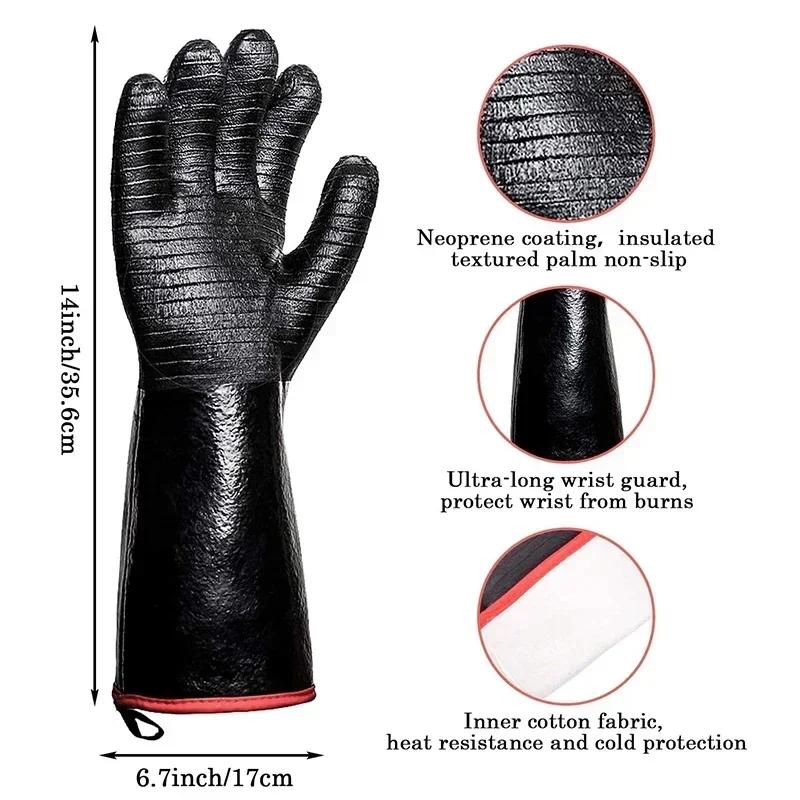 BBQ Gloves Heat Resistant Gloves Baking Sheet Firewood for Grill Smoker Cooking Pit Barbecue Waterproof Oil Resistant