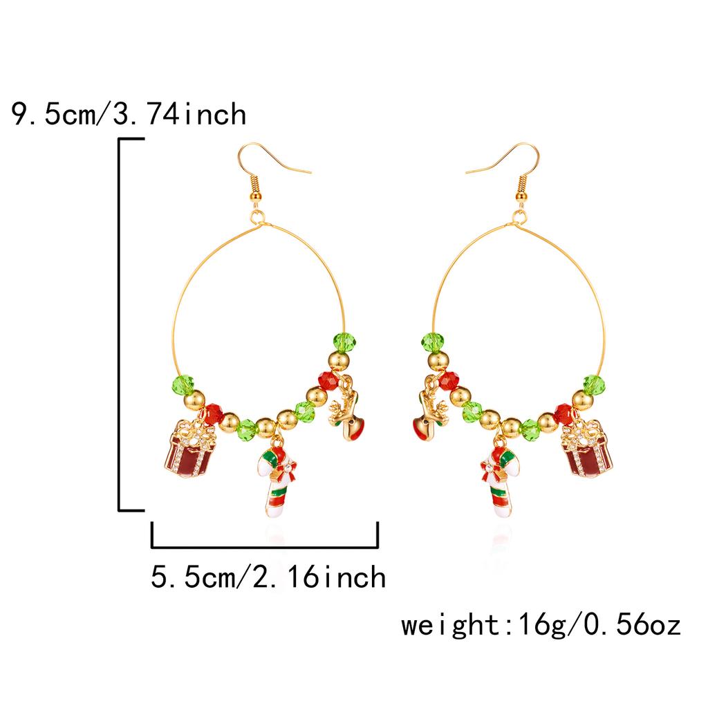 Shiny Christmas Earrings Drop Hoop For Women Santa Claus Xmas Tree Snowman Elk Snowflake Long Tassel Dangle Earrings Party Gift