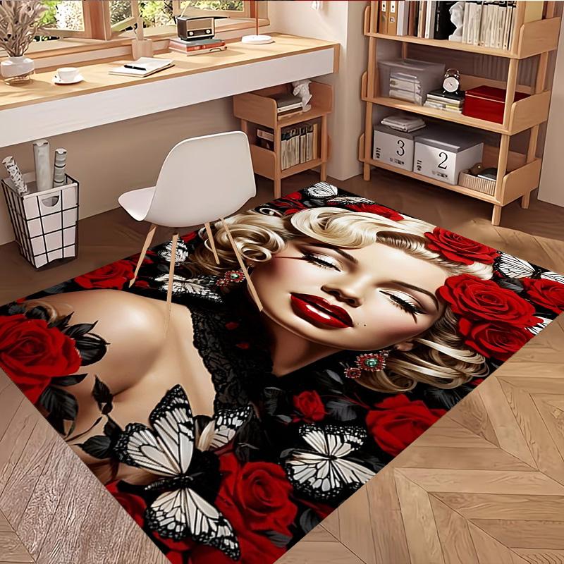 Marilyn Monroe Print Vloerkleed, Wasbaar Vloerkleed, Voor Entree Slaapzaal Wasruimte Kantoor Studeerkamer, Woondecoratie Verjaardag Kerstcadeau