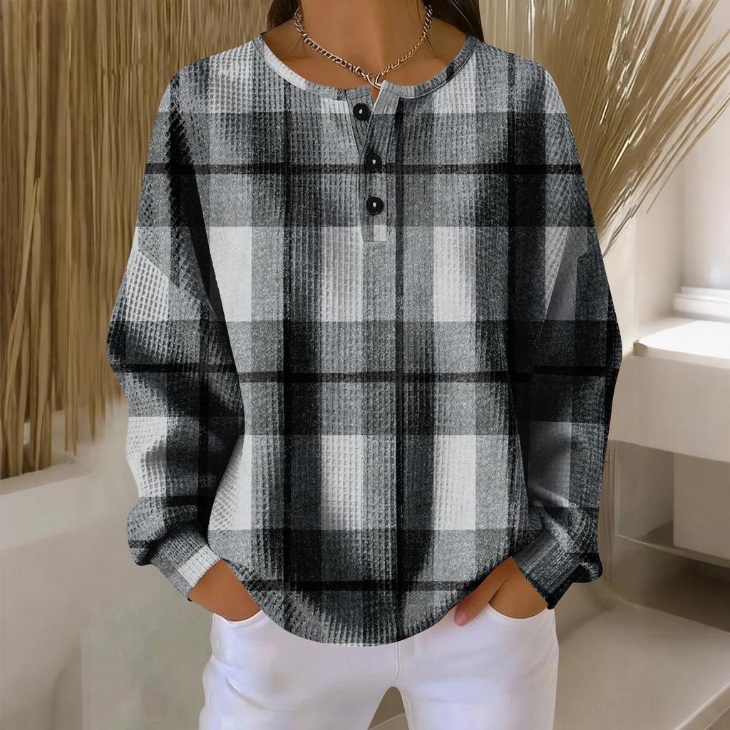 Women's Casual Shirts Long Sleeve Tops Button Up V Neck Loose Knit Fall Favorites For Women
