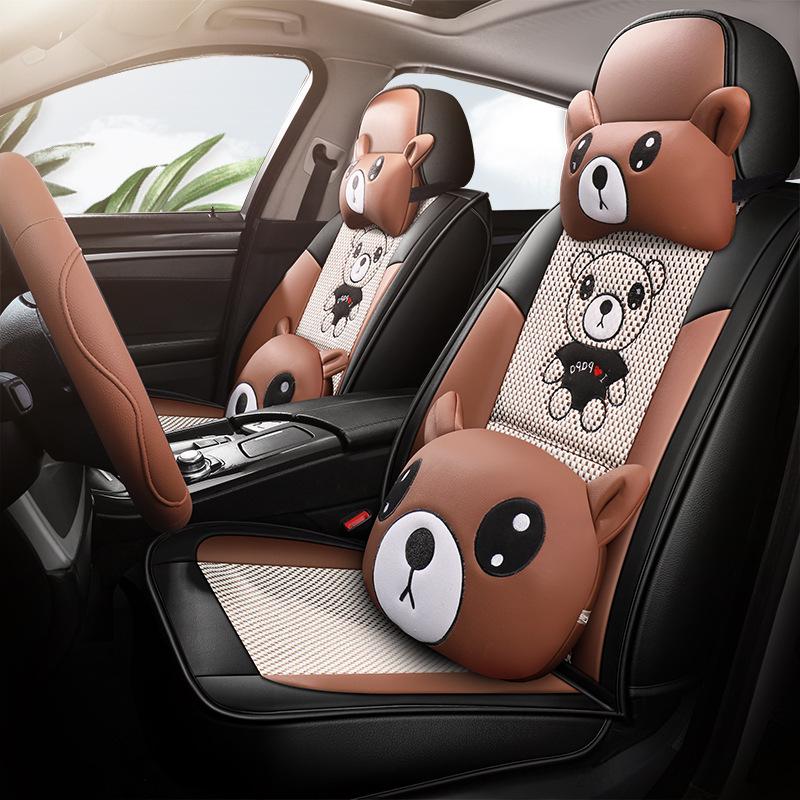 AION S Max 580 Geely L Thunder Hi Leather & Ice Silk Cartoon Car Seat Cushion - Universal, All-Season.