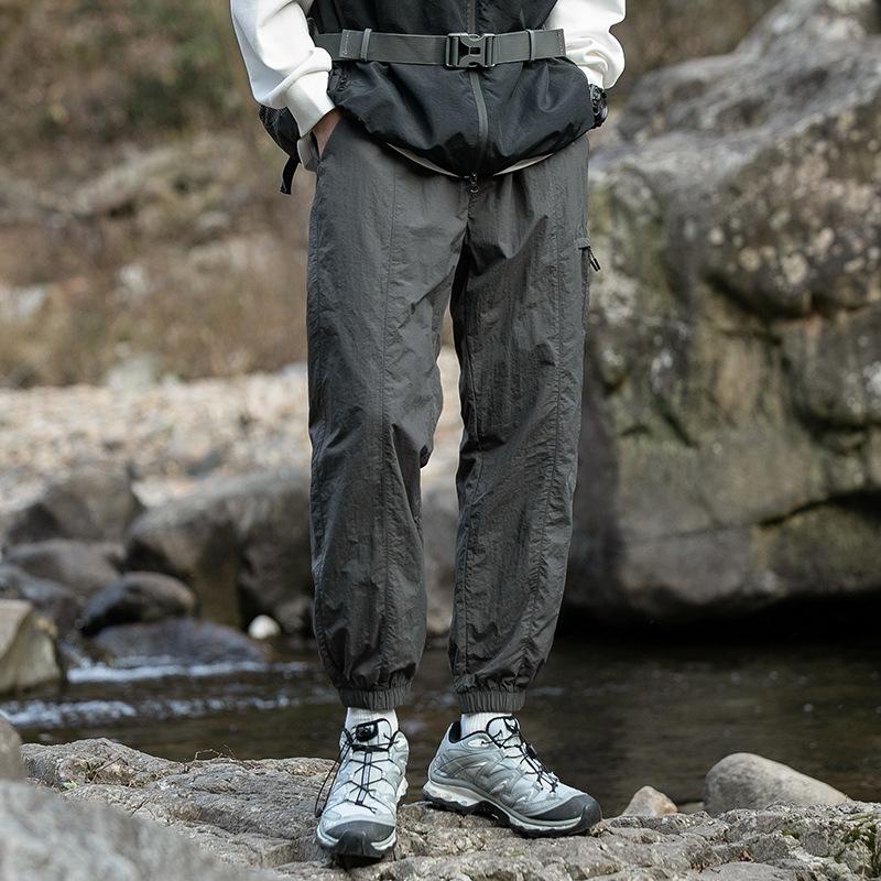 

Men s Spring Ice Silk Quick-Dry Tapered Leg Mountain Style Outdoor Wrinkled Shell Pants 2XL (73-80kg)