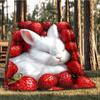 1pc Strawberry Bunny Outdoor Flannel Blanket , Machine Washable Perfect Gift for Birthday , Holiday Travel Accessory , Durable Material
