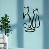 Simple Lines Art Metal Wall Decor Geometric Animal Cat Love Theme Mural