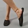 Order A Size Up,Summer Women Slippers Sexy Mesh Mules Indoor Home Slides Square Toe Female Flats Shoes Outdoor Clogs Beach Sandals Flip Flops 43