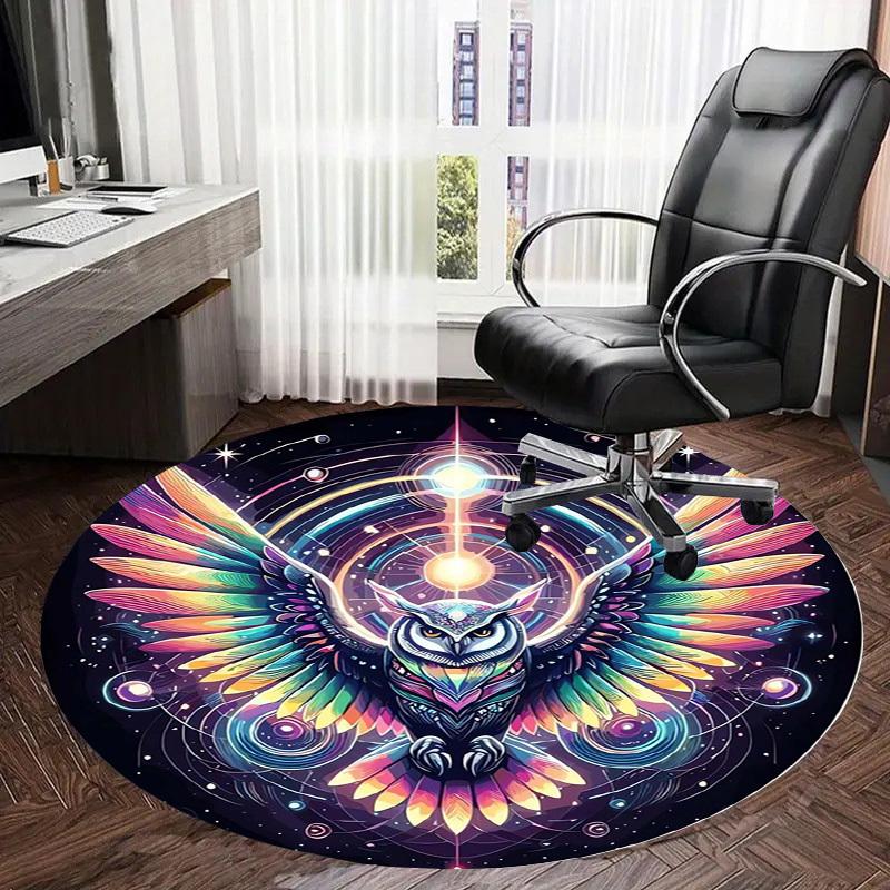 1pc Office Carpet Chair Mats Colorful Cosmic Owl Mandala Perfect for Decorating Office Chairs, Living Rooms, Or Bedrooms
