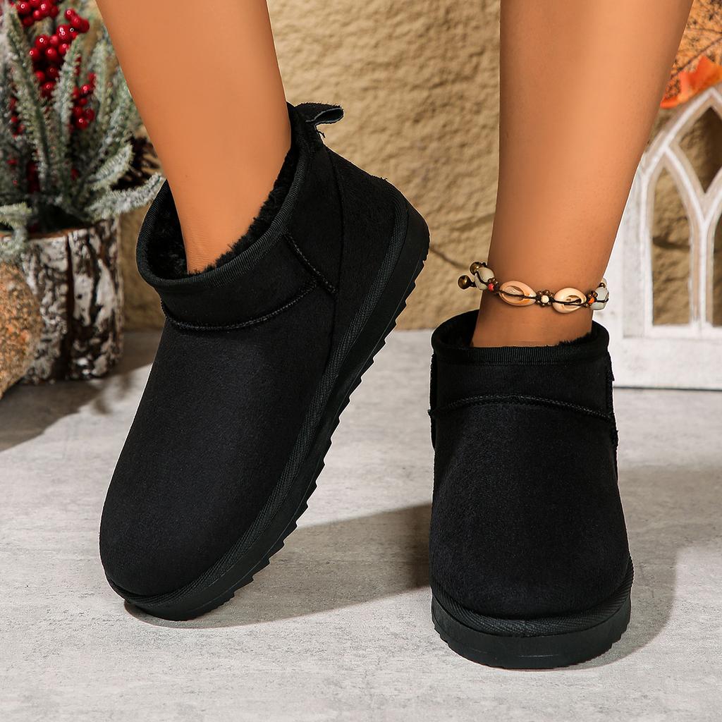 Women's Wide Width Platform Snow Boots, Plush Lined Winter Ankle Boots, Thick Sole Warm Booties for Women