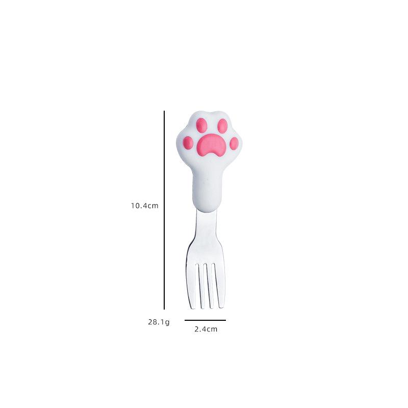 Juego de Cubiertos de Acero Inoxidable 304 con Forma de Pata de Gato: Lindo Juego de Cuchara y Tenedor para Oficina, Estudiante o Picnic - Portátil de Dos Piezas