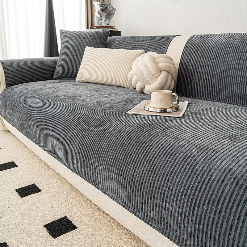 One Piece Anti Slip Sofa Cover Fabric Autumn And Winter Thick Straight Row Sofa Cushion Cover Soft And Breathable Machine Wash