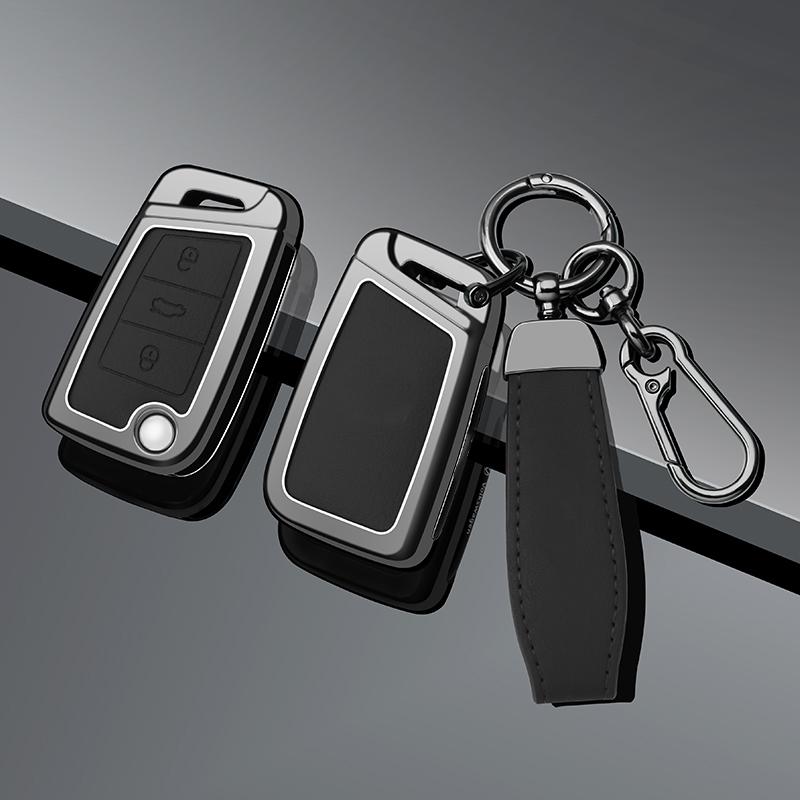 Zinc Alloy Leather Car Key Case Key Case For Volkswagen Volkswagen Polo Golf 7 Mk7 T-Cross T-Roc Tiguan Passat Touran Key Fob