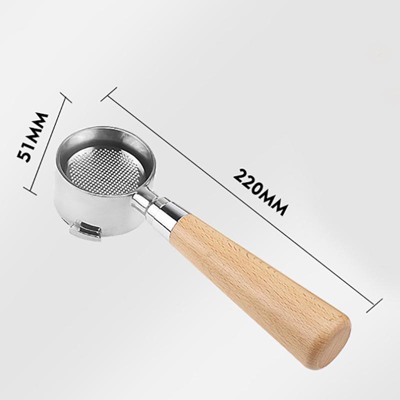 51MM Coffee Bottomless Portafilter For Delonghi EC680/EC685 Filter Solid Wood Replacement Filter Basket Coffee Accessories