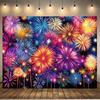 2D Vibrant New Year Fireworks Party Backdrop Banner Decor