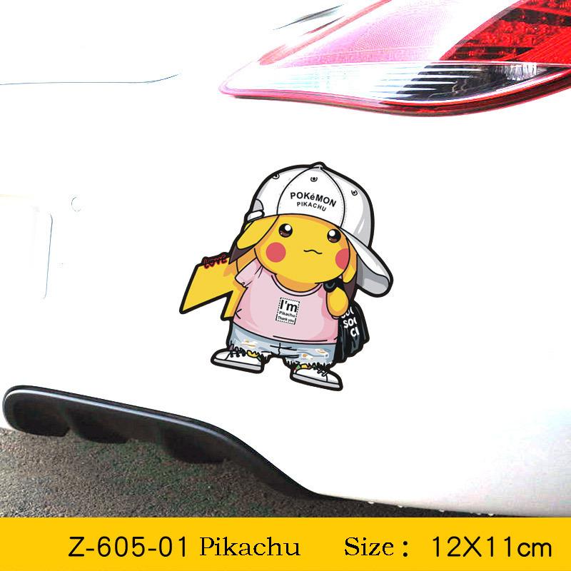 Kawaii Pokemon Pikachu Araba Çıkartmaları Karikatür Stilinde Su Geçirmez Otomatik Cam Sürüş Aynası Çıkartmaları Araba Ön Cam Süslemeleri