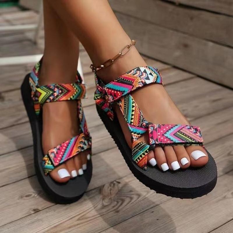 Women's Flat Sandals 2024 Summer Mixed Colors Beach Women Sandals Light Casual Platform Ladies Shoes Outdoor Open Toe Sandalias