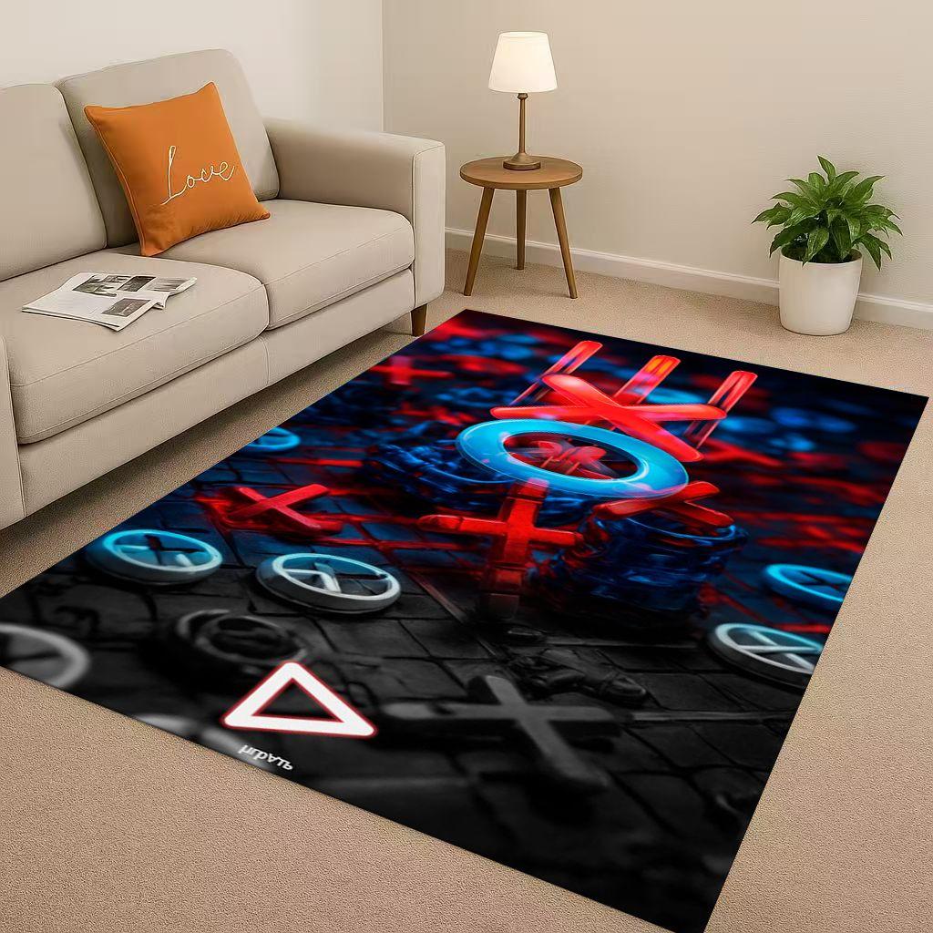 Retro Game Zone Sign Gamer Controller Living Room Non-Slip Area Rug Carpet for Bedroom Kids Playroom Sofa,Home Decor Doormat