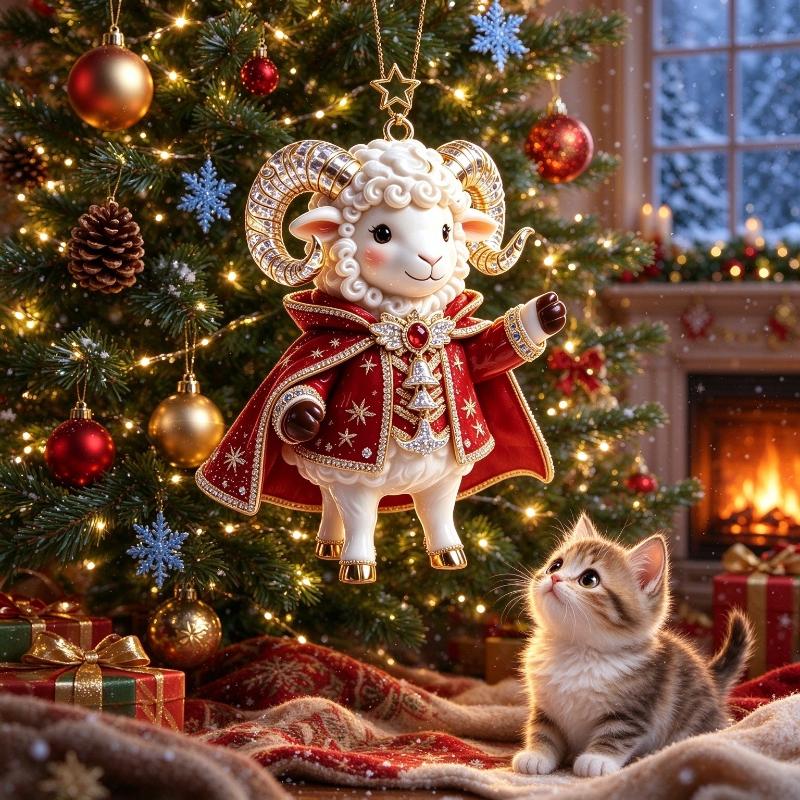 Shining Goat Hanging Ornament 2D Flat Artificial Rhinestone Animal Hanging Decoration Embossed Pattern Goat Bag Charm