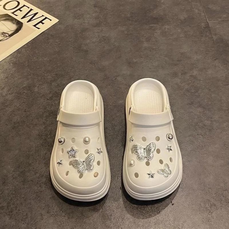 Big Hair Girl Sweet Cool Bow Hole Shoes Women Summer Wear Thick-soled Non-slip Bag Head Beach Sandals