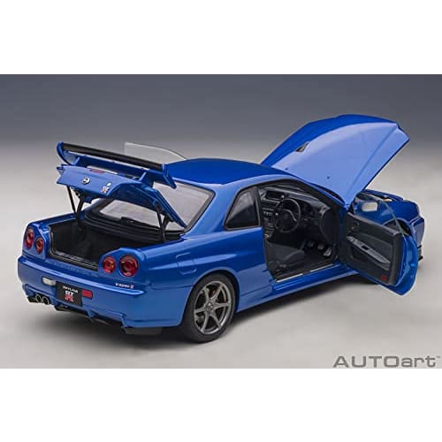AUTOart 1/18 Scale Nissan Skyline GT-R (R34) V-Spec II Bayside Blue Finished Model 77408