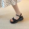 Fairy wind platform sandals female outer wear 2025 summer new bow thick heel with fashion beach shoes