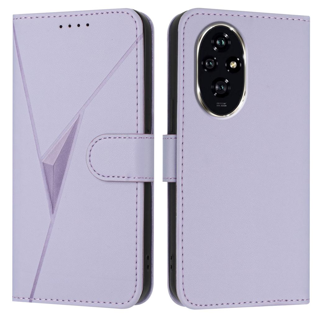 Pouzdro pro Honor 200 Pro 5G Kožený kryt na telefon s trojúhelníkovým potiskem a šňůrkou