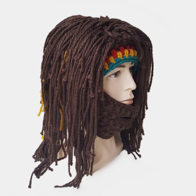Dreadlocks New Creative Wig Hat Colored Beard Straw Madman Hat Men's and Women's Adult Stage Wool Hat
