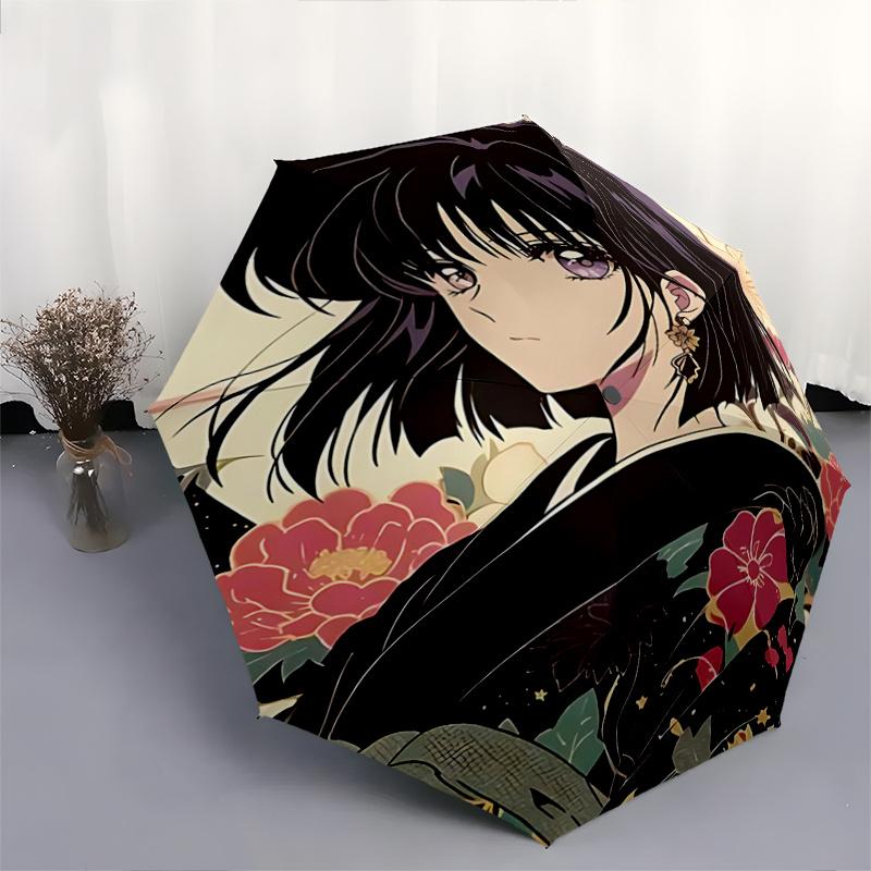 1pc Floral Patterned Automatic Opening/Closing Umbrella with 8-Bone Iron Frame, Portable Folding Design, Perfect for Outdoor Use, Festive Gifts,