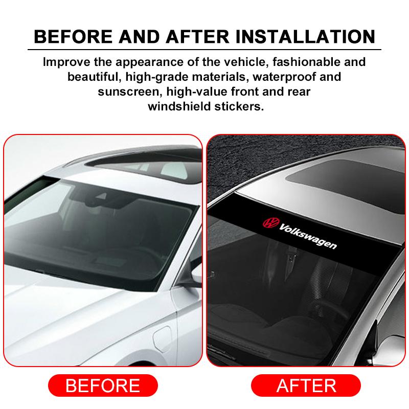 1Pcs Car Front Windshield Stickers Front and Rear Decorative Emblem For Volkswagen Passat Polo Golf Beetle Caddy T5 Up Eos Tiguan