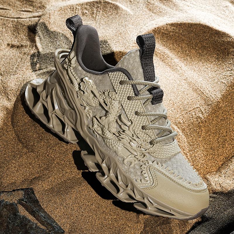 Men's Casual Sports Shoes with Dragon Design Fashionable and Versatile Trendy Men's Running Shoes