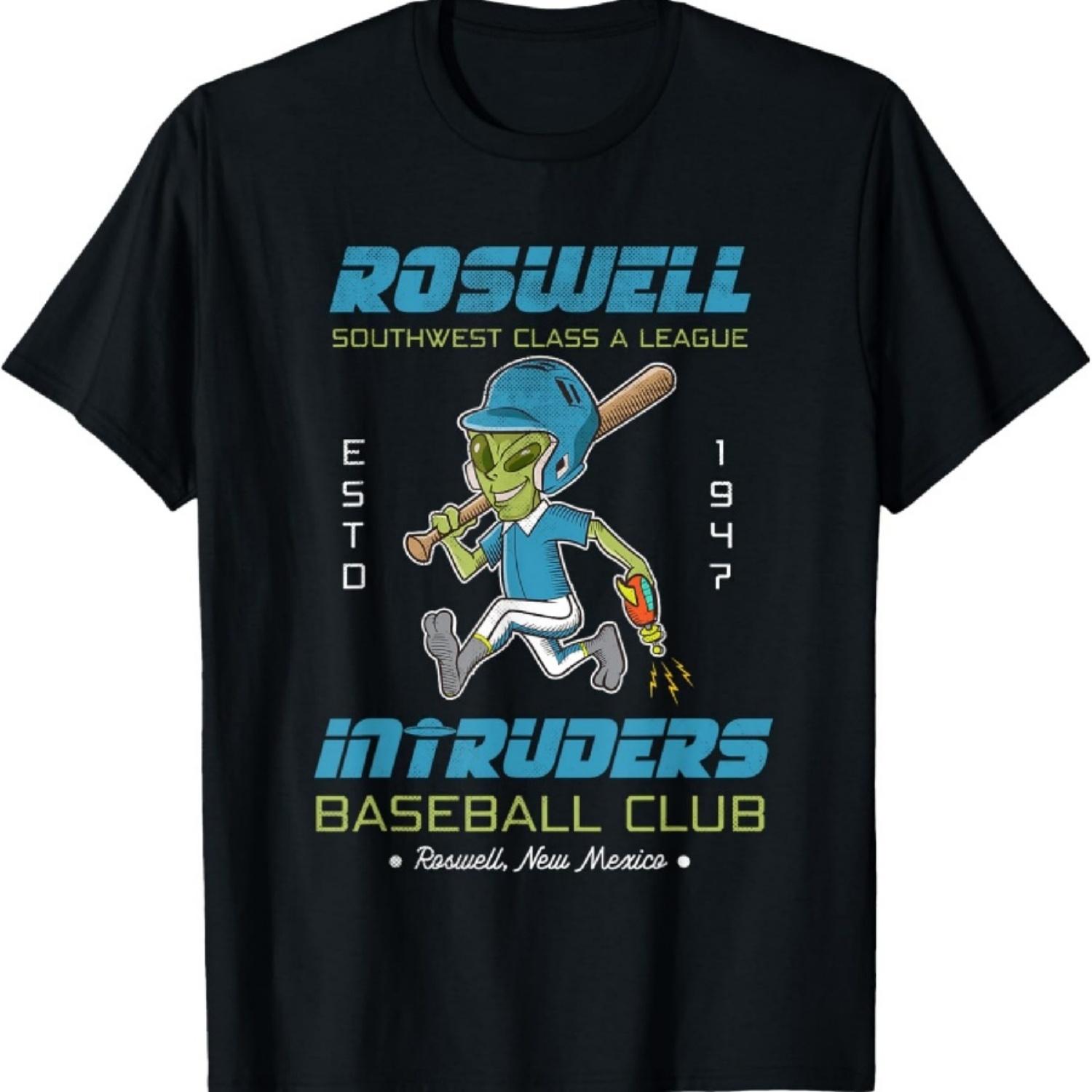 

Roswell NM Intruders Minor League Retro Baseball Team T-Shirt XXXXXL чорний