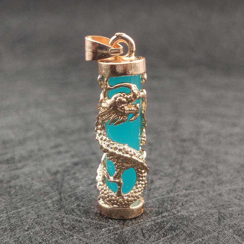 Men's Gold Luminous Dragon Pendant Necklace – Domineering Resin Design, Hot Selling