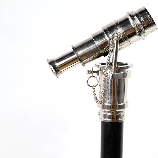 Teleskop-Gehstock, Chrom-Finish, Kostüm, Holzstock, faltbar, Rosenholz, Steampunk-Stil