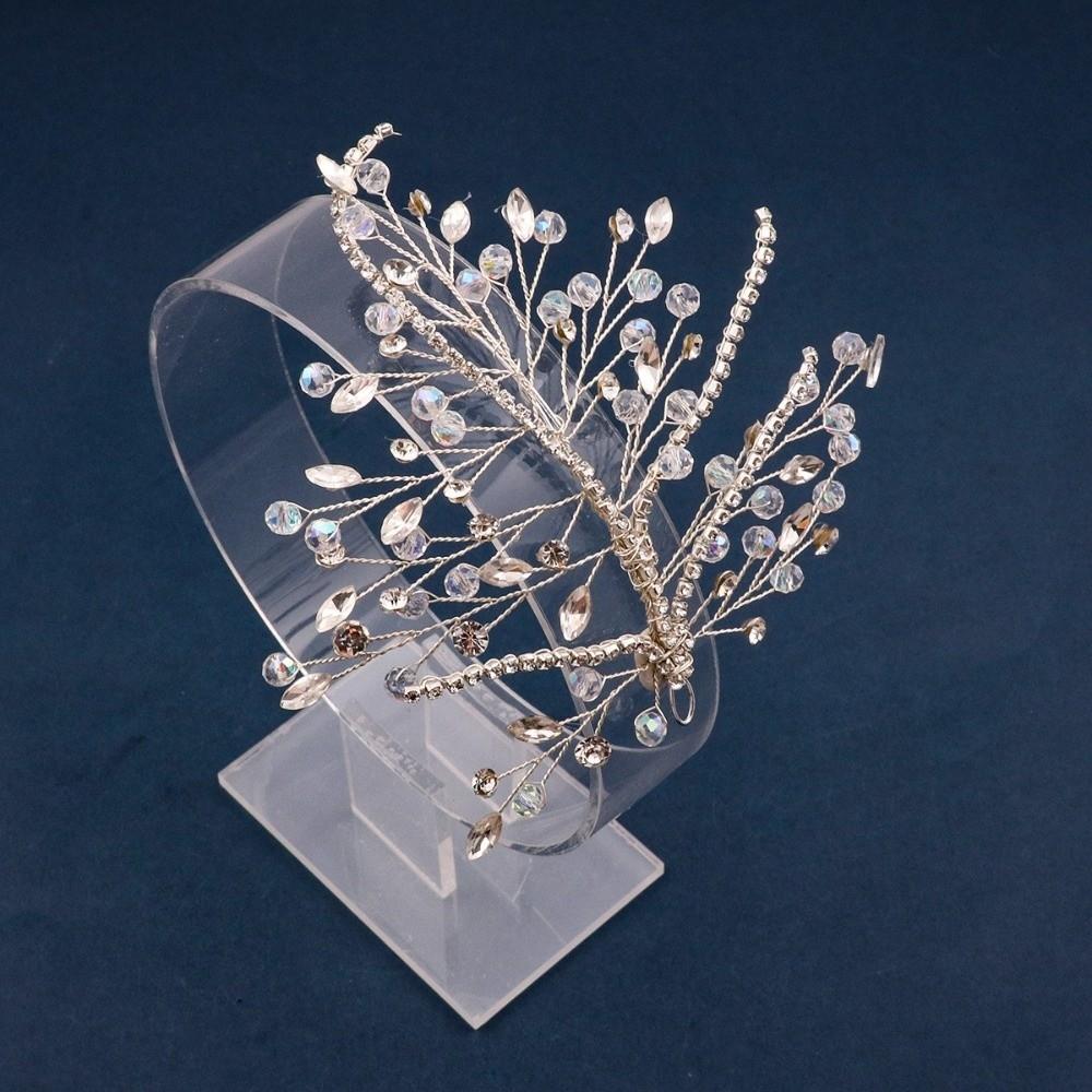 Elegant Rhinestone Bride Headdress Sparkling Handmade Photography Headband Flower French Style Wedding Wreath Hair Jewelry