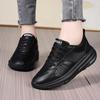 Spring Women's Leather Sneakers Black Running Shoes Women Thick Sole Platform Sneakers Lightweight Walking Shoes Ladies Sneakers