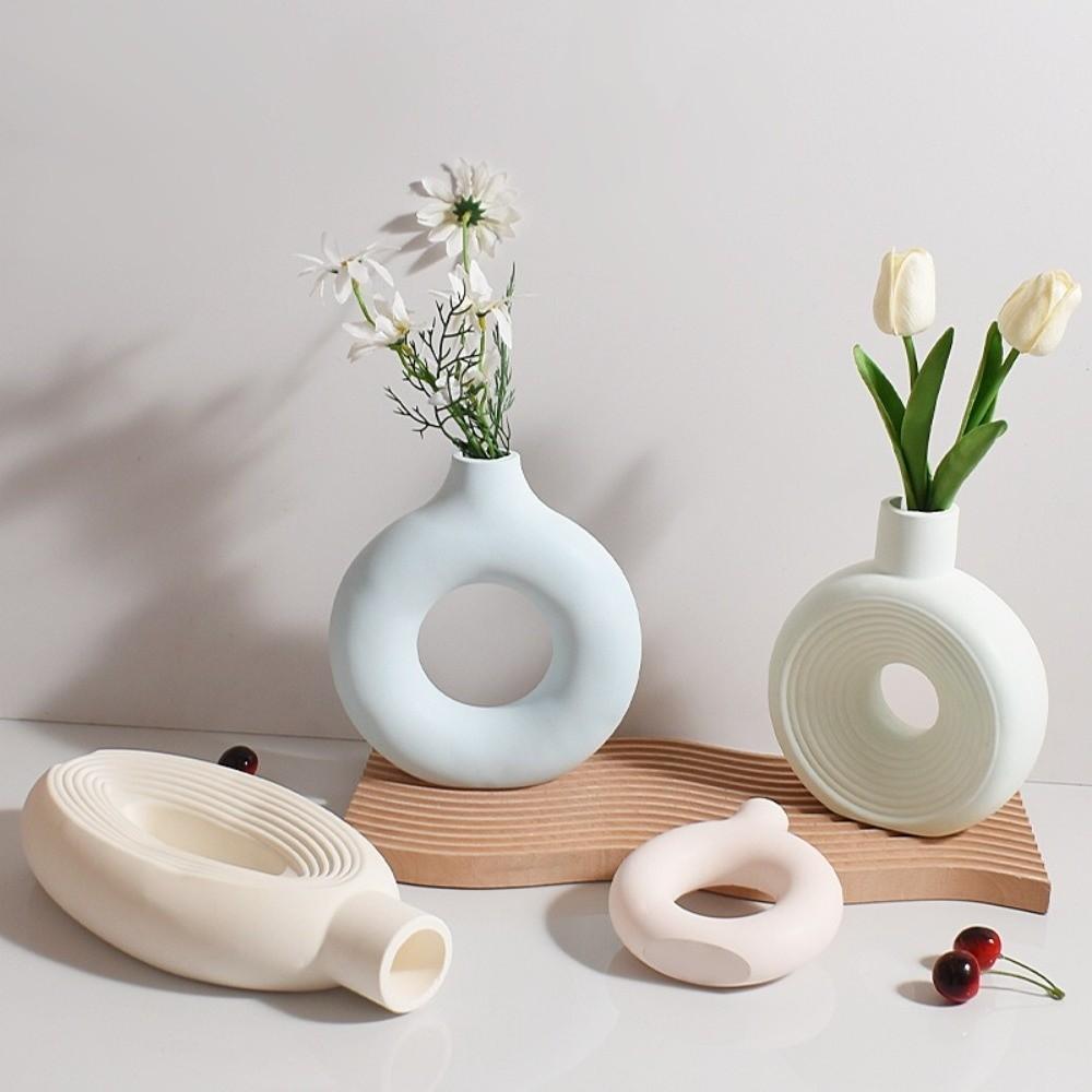 Hollow Out Silicone Vase Mold Oval Stripe Gypsum Mold Decorative Soap Mold  Living Room