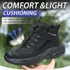 Men's Steel-Toed Safety Shoes With Anti-Crush, Anti-Puncture And Anti-Slip Soles, Fashionable Button Industrial Work Shoes