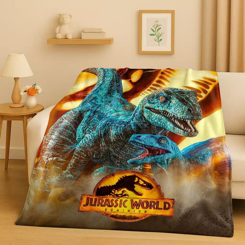 Coperta in Flanella Cartoon Dinosauro Jurassic Park 3D, Coperta Morbida Calda in Peluche per Casa Camera da Letto Letto Divano Copertura Ufficio Campeggio