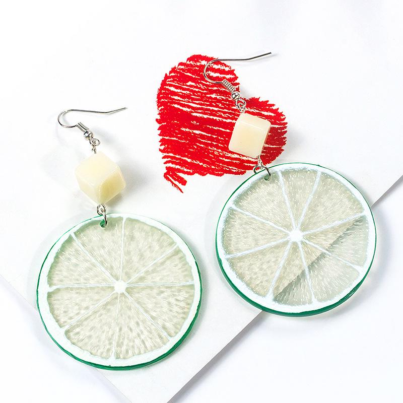 Harajuku Fruit Orange Lemon Pendant Earrings Women'S Sweet Temperament Earrings Ear Jewelry