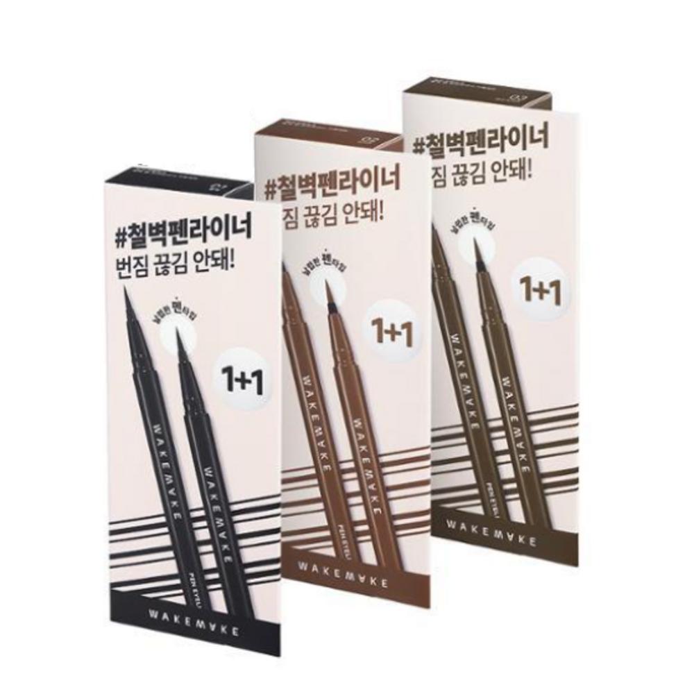 WAKEMAKE Iron Wall Pen Eyeliner 1+1 Special, Dark Brown, 2 Pcs