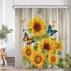 Tende da Doccia Girasole Rustico Giallo Floreale Pianta Arte Vintage Moderno Tessuto in Poliestere Decorazione Tenda Bagno Casa Con Ganci