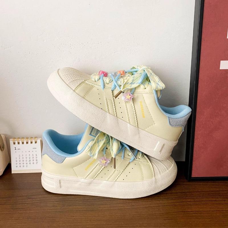 Dopamine Wear Board Shoes Children Cream Spring and Autumn Shell Head New Middle Heel Versatile Sports and Leisure Shoes