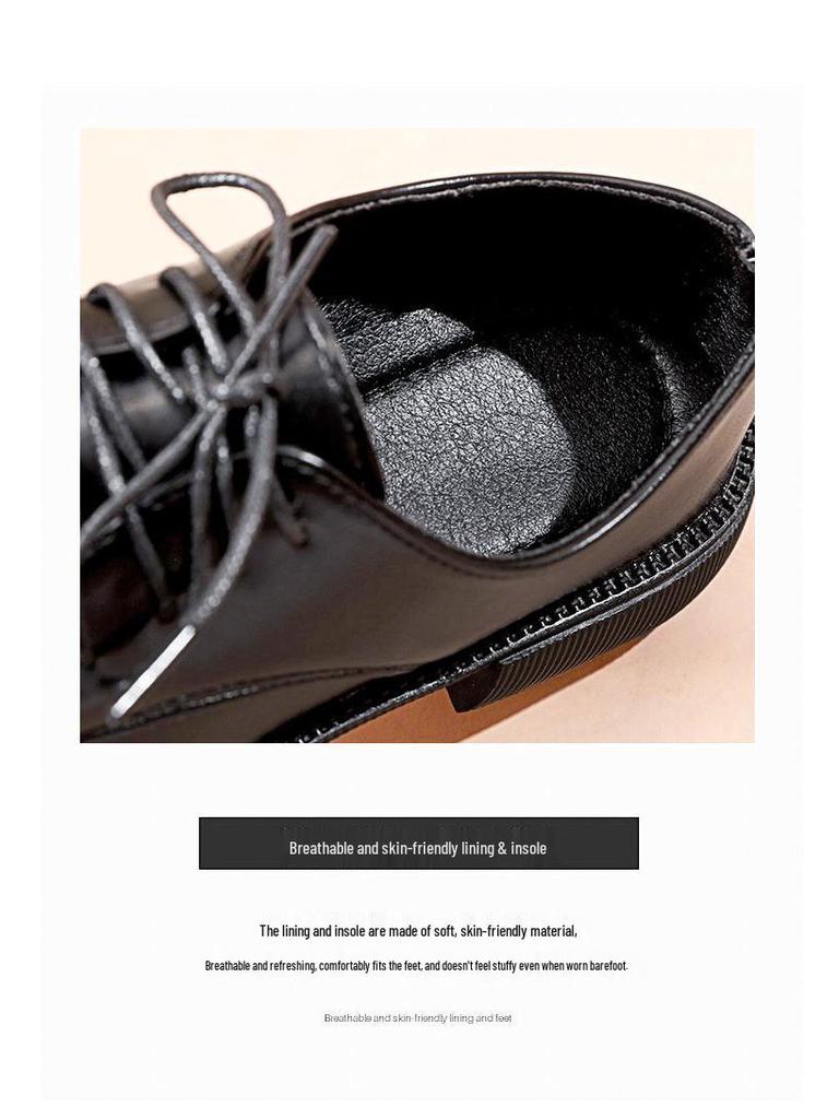 Woodpecker Women's British-Style Leather Loafers, Lace-Up Flats, New for 2025 Spring/Autumn