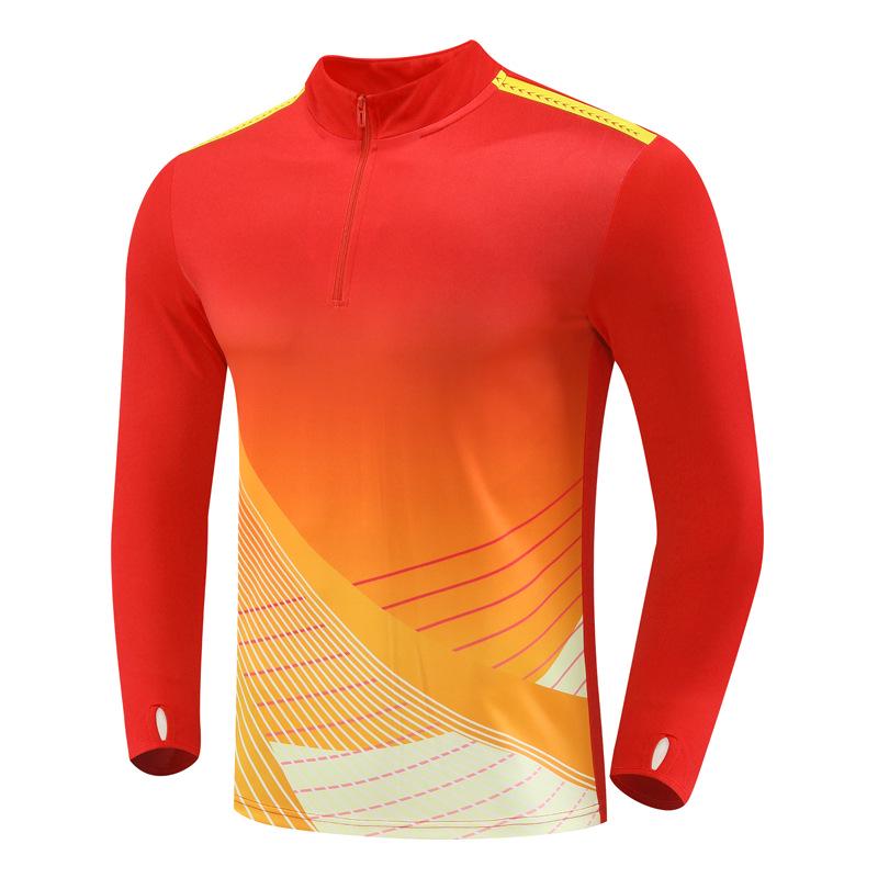 Unisex Autumn Winter Long Sleeve Football Training Suit with Half Zip for Children and Adults