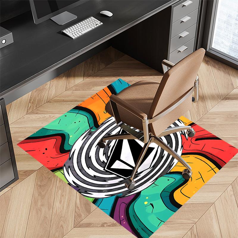 1pc V-VOLCOM LOGO5 Print Area Rug - Soft, Washable Non-Slip Indoor Mat for Office Chairs, Living Room, Home Office Decorative Rug
