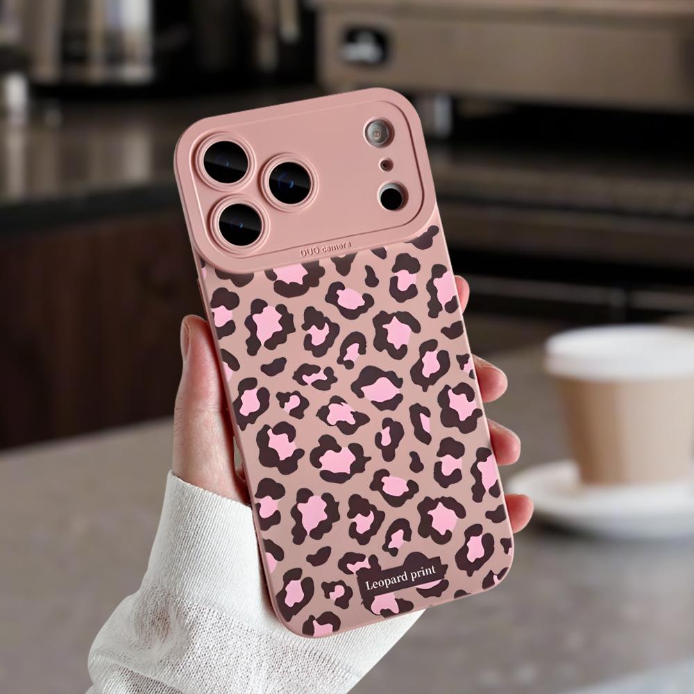 

Cute Pink And Brown Leopard Print Coquette Phone Case For iPhone 17 16 15 14 13 12 11 Pro Max XS XR X 15 16 Plus TPU Soft Cover iPhone 12