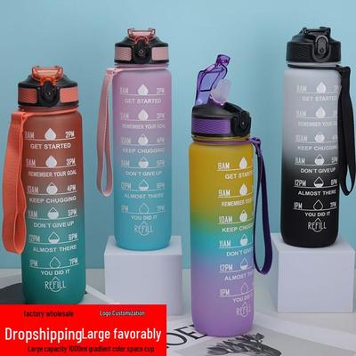 Verlaufsfarbener Sport-Outdoor-Fitness-Trinkbecher mit Skala und Trageband