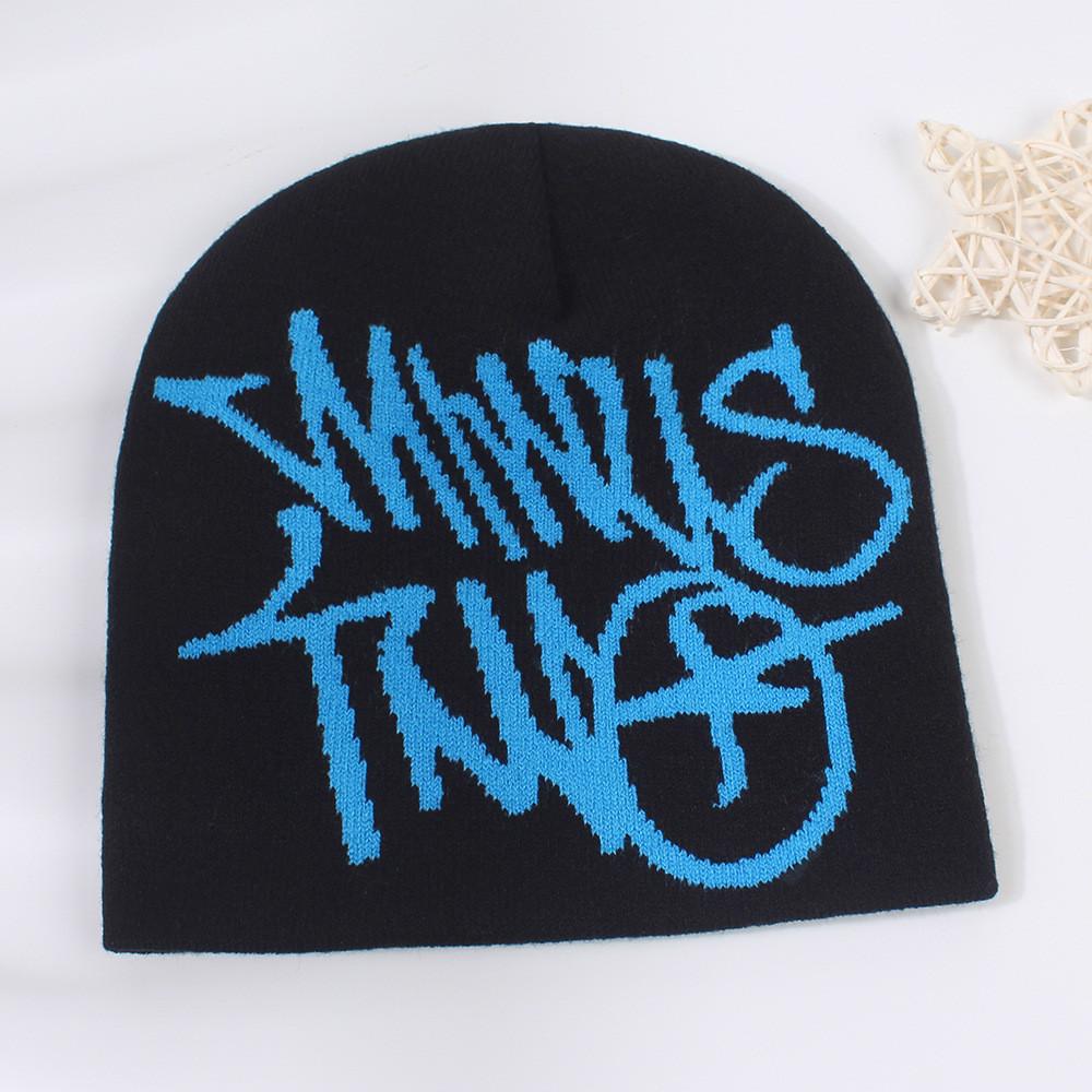 New Arrival Letter Print Knitted Hat Women Star Embroidery Warm Ear Protection Beanie Men